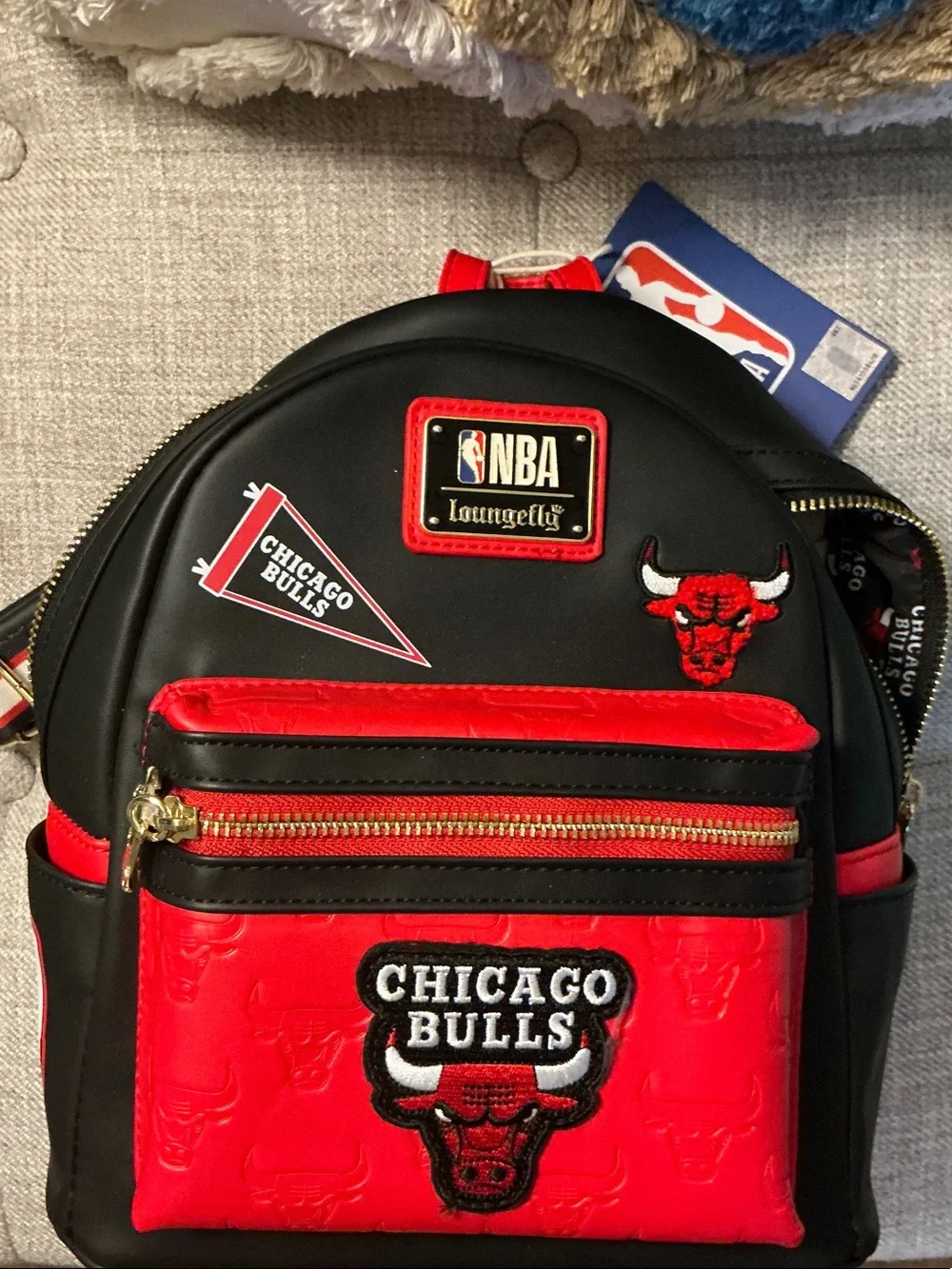 Loungefly Chicago Bulls Black and Red Mini Backpack